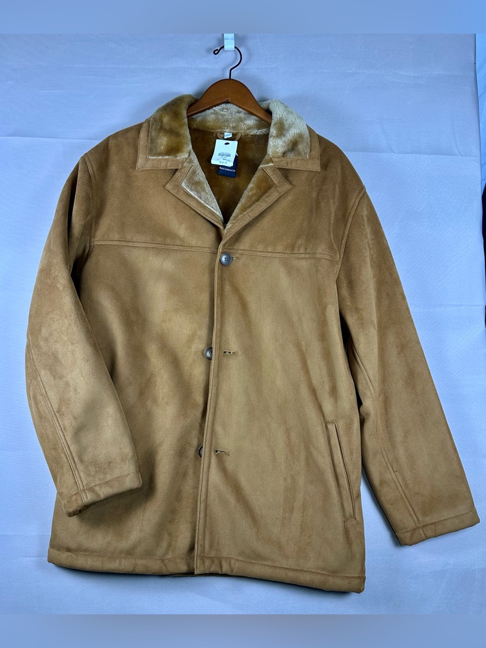 Bachrach Men's Faux Shearling Coat Tan Size Large NWT
